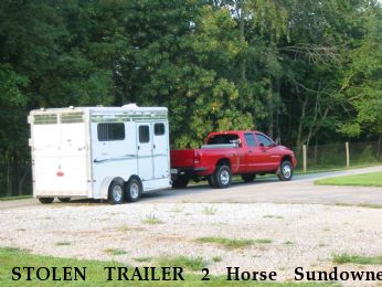 STOLEN TRAILER 2 Horse Sundowner Sunlite 777, Near Cedar Lake, IN, 46303